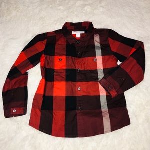 Burberry Toddler Boy Plaid Dress Shirt (Red)